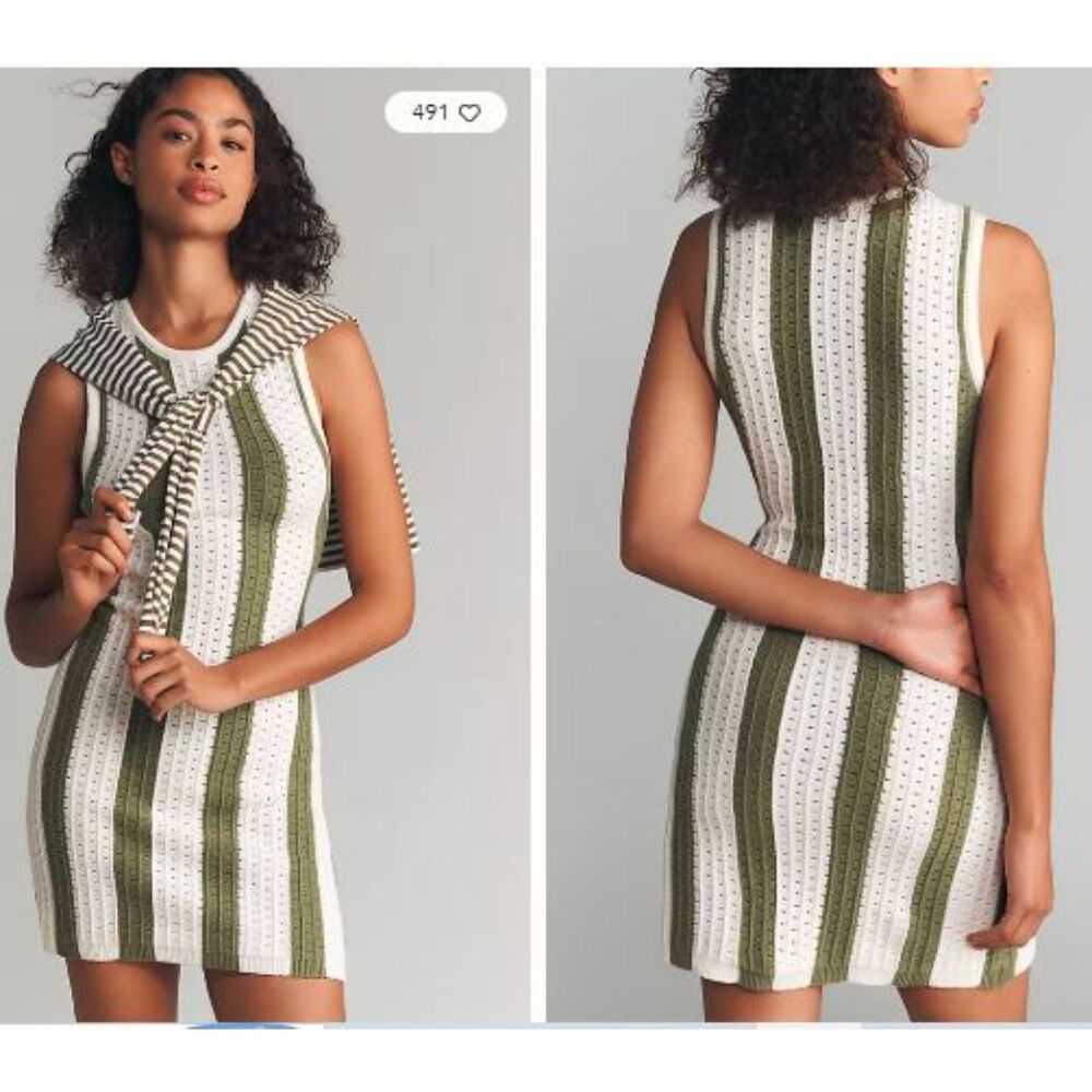 Anthropologie Women's Daily Practice Striped Knit Mini Dress XS NWT 128